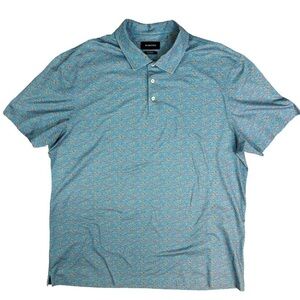 Bugatchi 8-Way Stretch Polo Shirt Blue Azure Short Sleeve Mens Size XXL or 2X